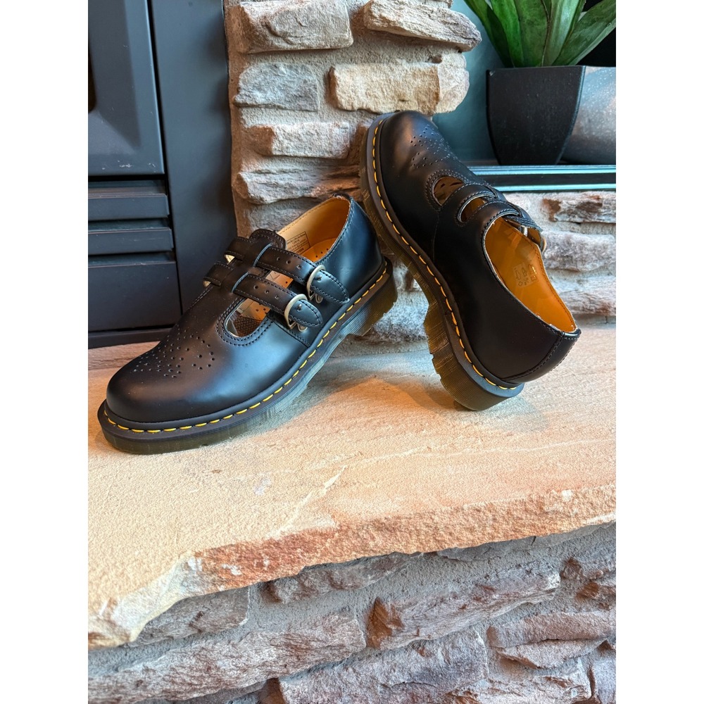 Dr Martens 8065 Women 9 Black Smooth Leather Double Strap Mary Jane Buckle Shoes